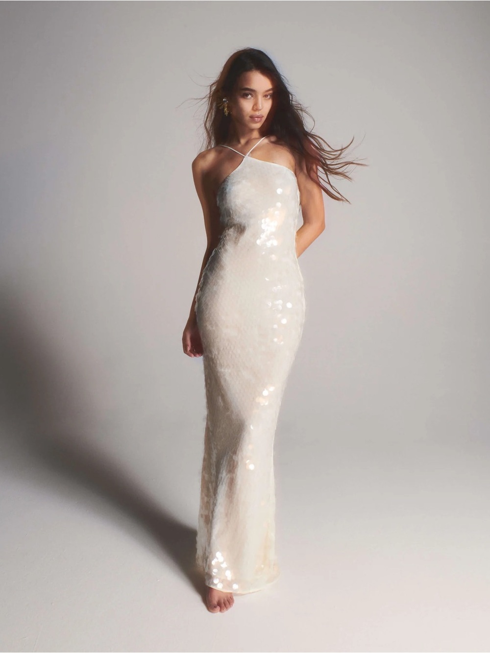 NWT Rat & Boa Emmanuella Ivory Sequin Dress New Maxi Long Formal Bridal XS